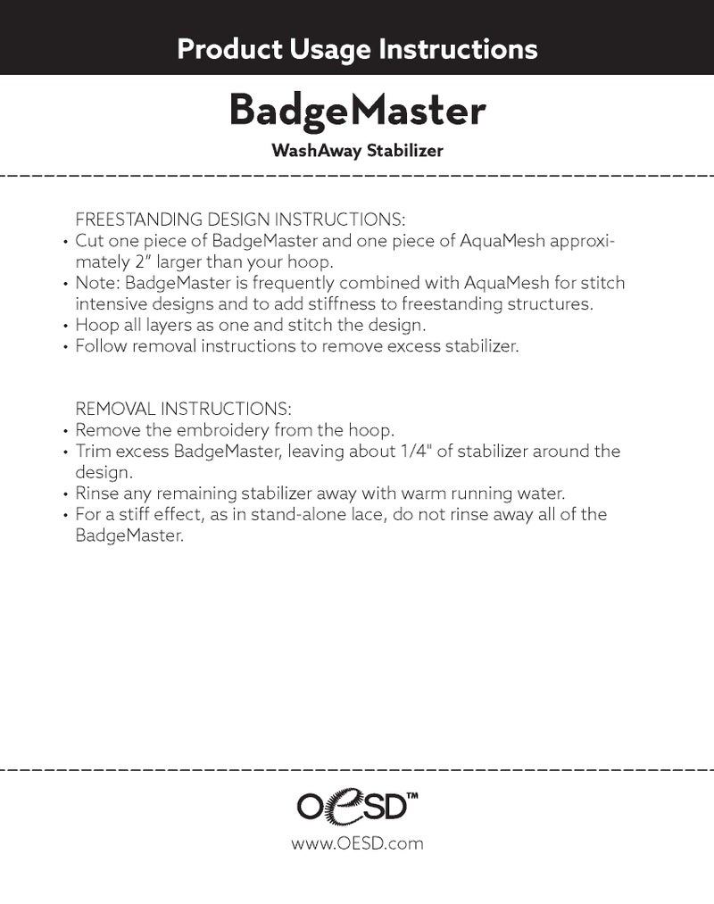 OESD Badge Master Wash Away Water Soluble Embroidery Stabilizer 12" x 8 Yd Roll - Image 3